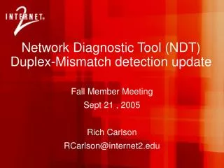 Network Diagnostic Tool (NDT) Duplex-Mismatch detection update
