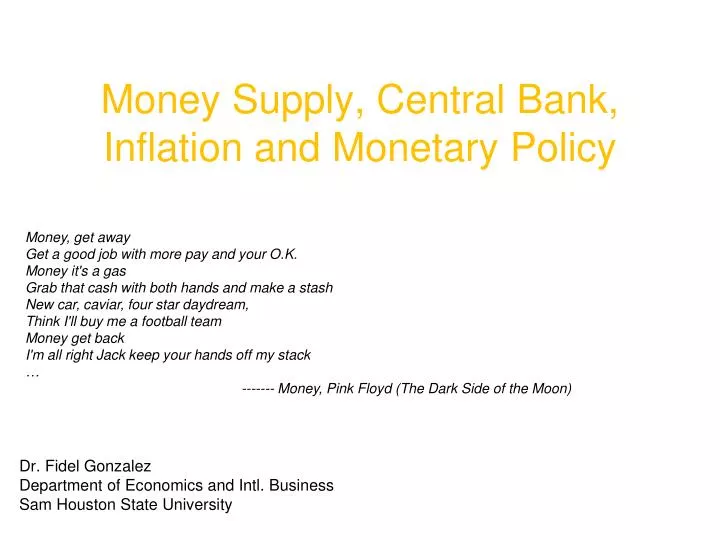 money supply central bank inflation and monetary policy
