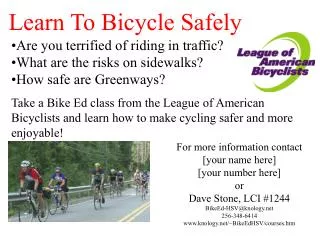 Learn To Bicycle Safely
