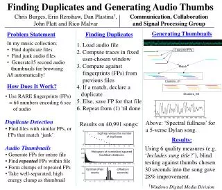 Finding Duplicates and Generating Audio Thumbs
