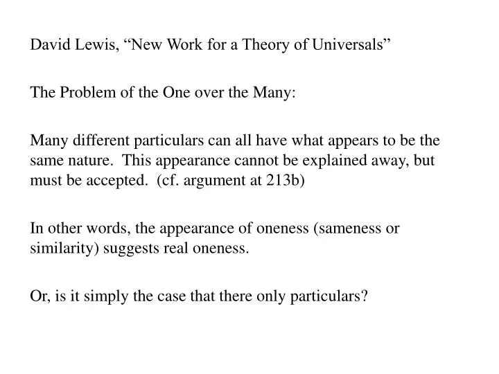 david lewis new work for a theory of universals