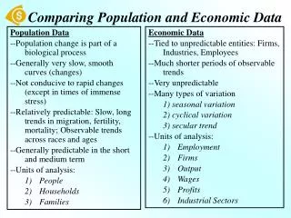 Comparing Population and Economic Data