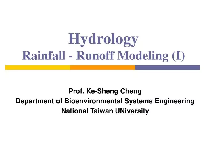 hydrology rainfall runoff modeling i