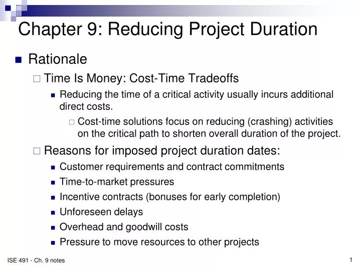 chapter 9 reducing project duration