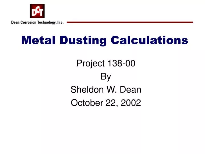 metal dusting calculations
