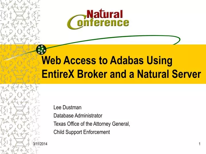 web access to adabas using entirex broker and a natural server