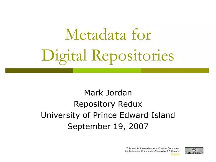 metadata for digital repositories