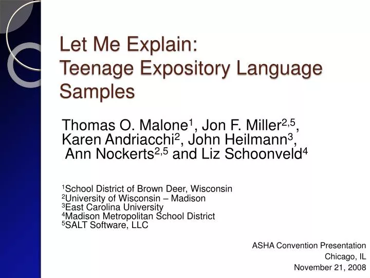 let me explain teenage expository language samples