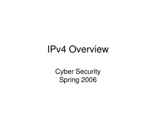 IPv4 Overview