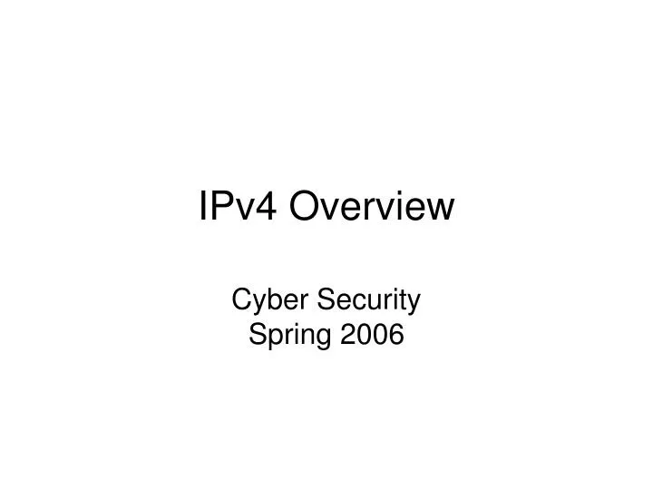 ipv4 overview