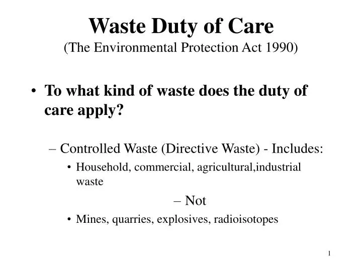 waste duty of care the environmental protection act 1990