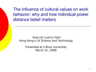 The influence of cultural values on work behavior: why and how individual power distance belief matters