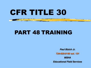 CFR TITLE 30