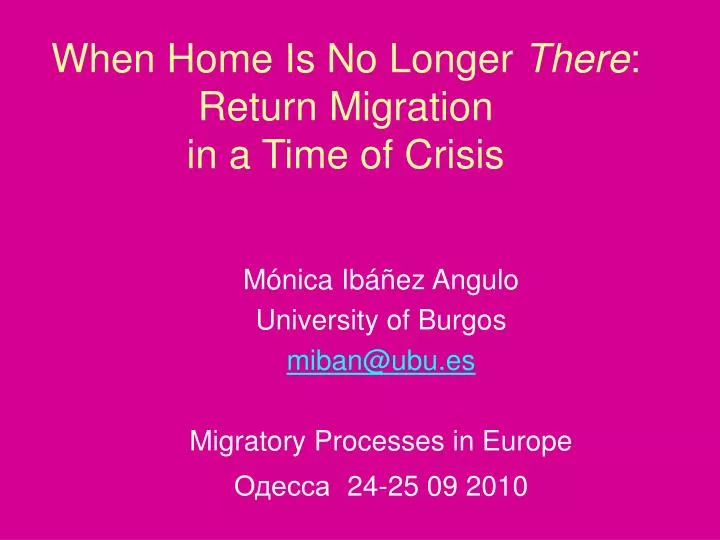 when home is no longer there return migration in a time of crisis