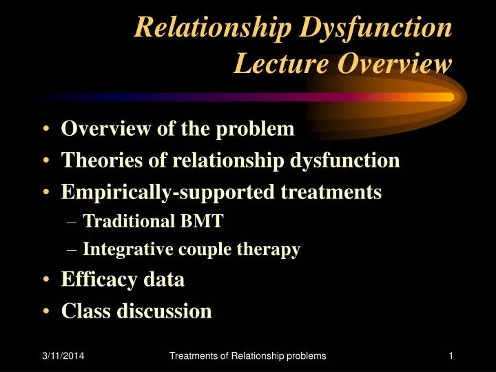 relationship dysfunction lecture overview