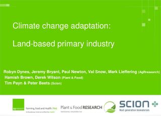 Climate change adaptation: Land-based primary industry