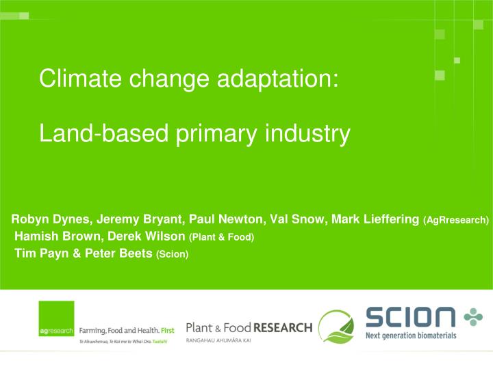 climate change adaptation land based primary industry