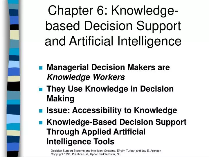 chapter 6 knowledge based decision support and artificial intelligence