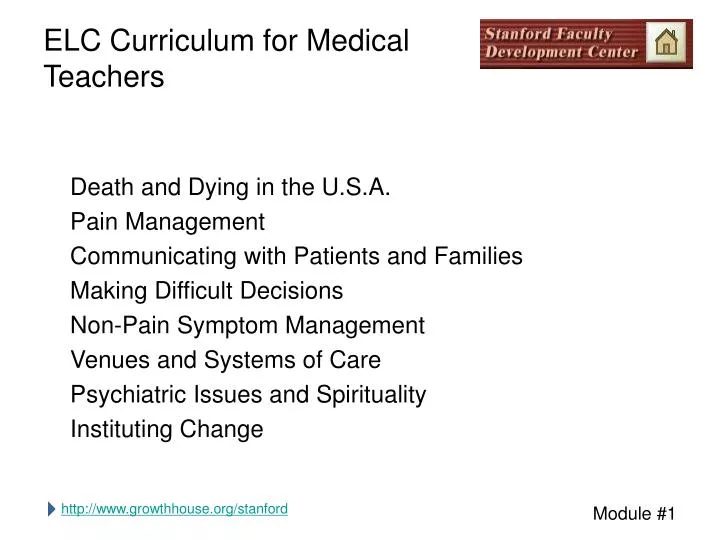 elc curriculum for medical teachers