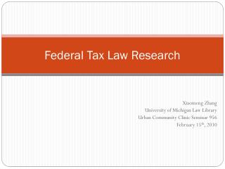 Federal Tax Law Research