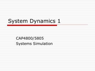 System Dynamics 1