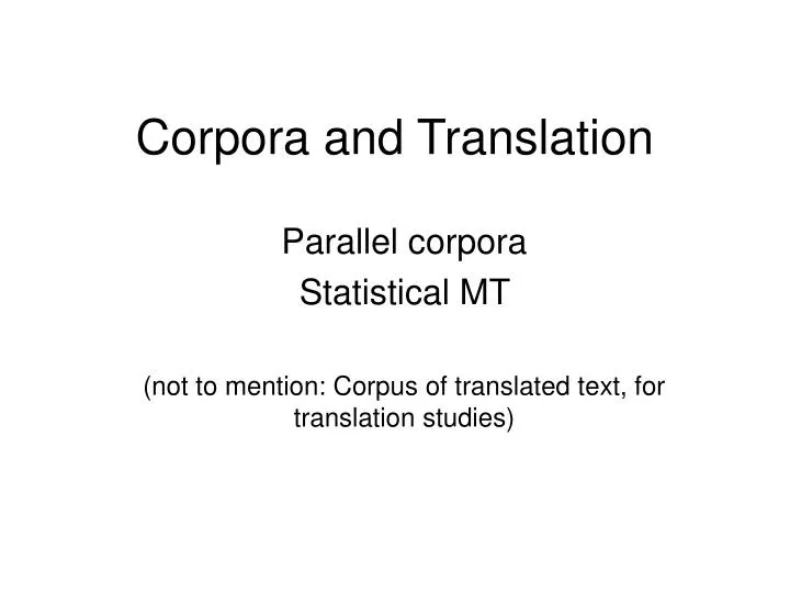 corpora and translation