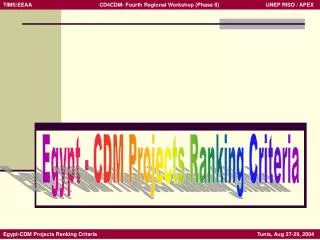 Egypt - CDM Projects Ranking Criteria