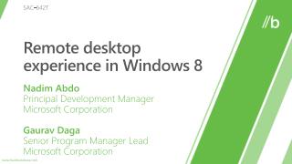 Remote desktop experience in Windows 8