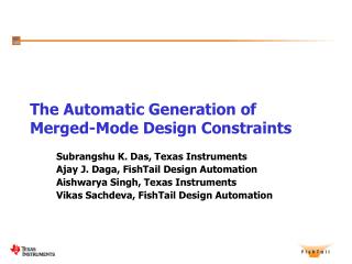 The Automatic Generation of Merged-Mode Design Constraints
