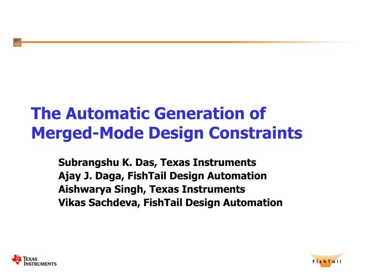 the automatic generation of merged mode design constraints