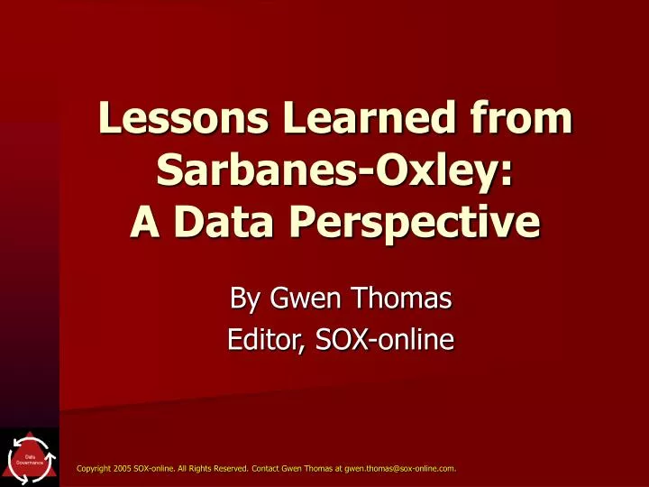 lessons learned from sarbanes oxley a data perspective