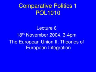 Comparative Politics 1 POL1010