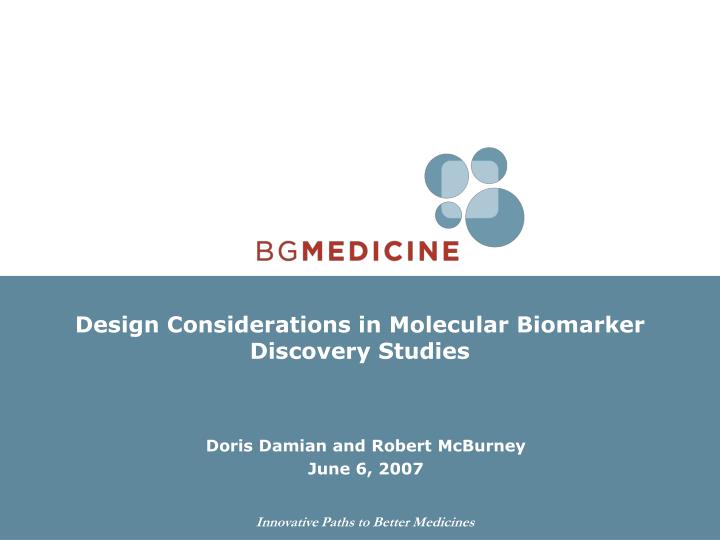 design considerations in molecular biomarker discovery studies