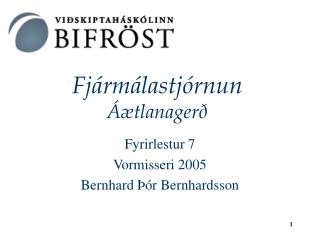 Fjármálastjórnun Áætlanagerð