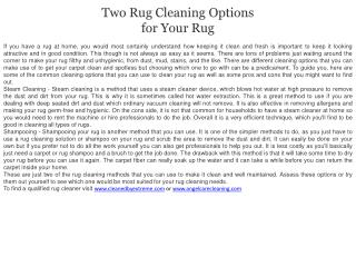 Two Rug Cleaning Options for Your Rug