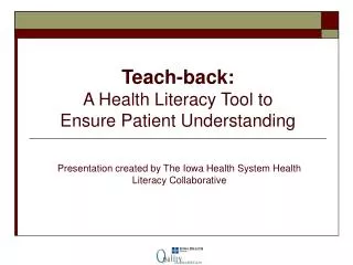 Teach-back: A Health Literacy Tool to Ensure Patient Understanding