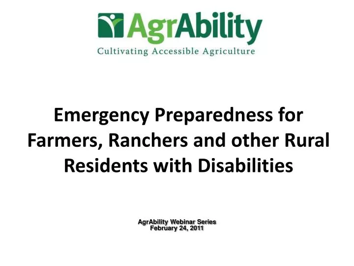 emergency preparedness for farmers ranchers and other rural residents with disabilities