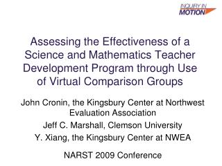 Assessing the Effectiveness of a Science and Mathematics Teacher Development Program through Use of Virtual Comparison G