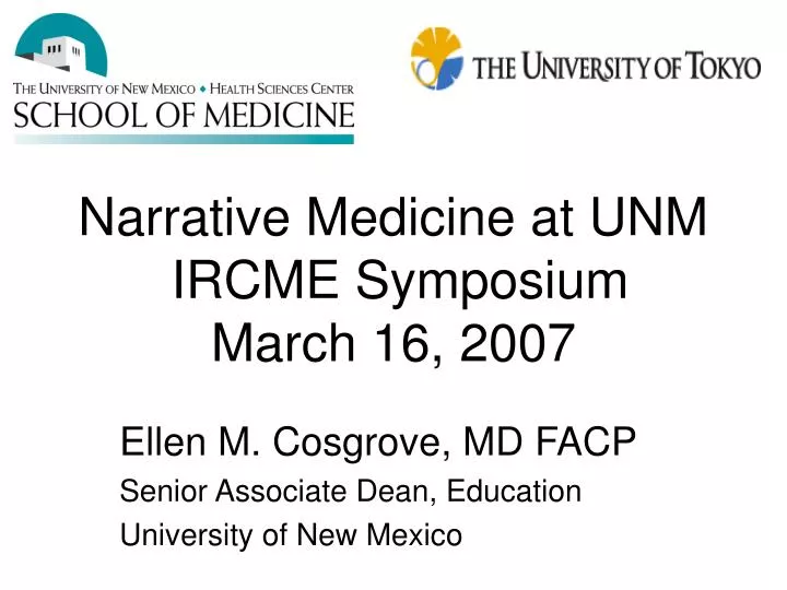 narrative medicine at unm ircme symposium march 16 2007