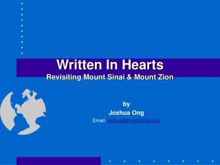 Written In Hearts Revisiting Mount Sinai &amp; Mount Zion