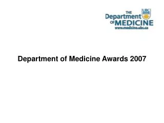 Department of Medicine Awards 2007