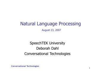 Natural Language Processing August 23, 2007