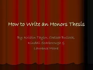How to Write an Honors Thesis