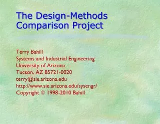 The Design-Methods Comparison Project