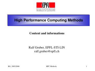High Performance Computing Methods
