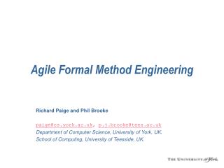 Agile Formal Method Engineering