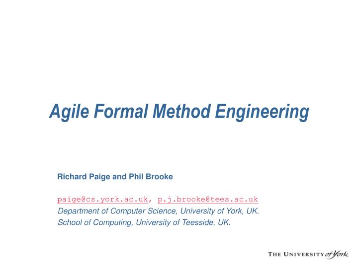 agile formal method engineering