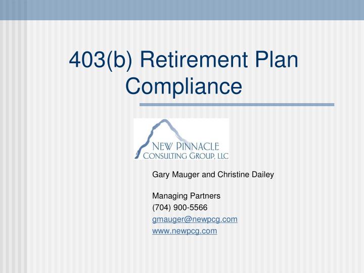 403 b retirement plan compliance