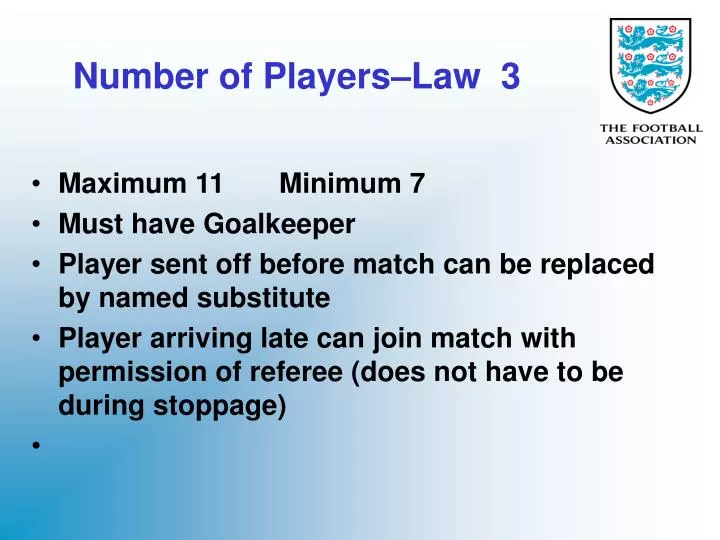 number of players law 3