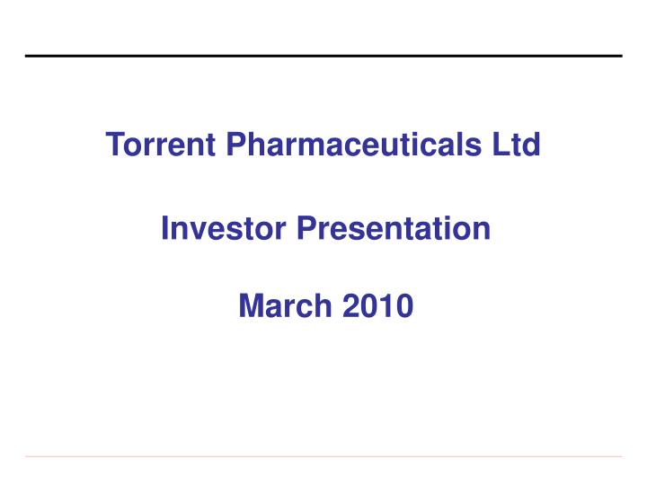 torrent pharmaceuticals ltd